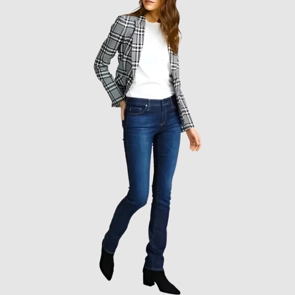 AG The Harper Essential Straight Raw Hem Jeans 28W Dark Wash Whiskered - Picture 1 of 14